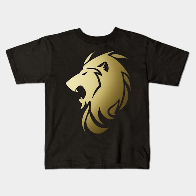 Iconic Lion in Gold Kids T-Shirt by graphicfire